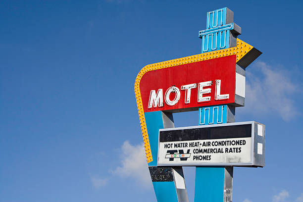 rétro enseigne de motel - motel photos et images de collection