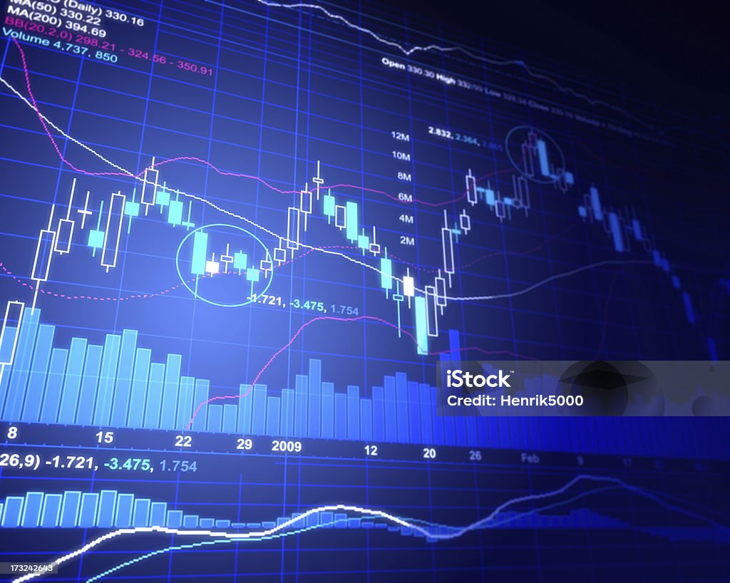 Gráfico financeiro - Foto de stock de Sinal de Ceda a Vez royalty-free