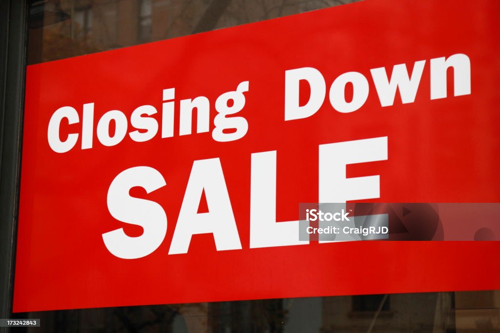 Closing Down Sale More of these signs are appearing in a tough economy Bankruptcy Stock Photo