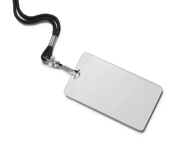 A blank tag on a lanyard. Clipping path included.