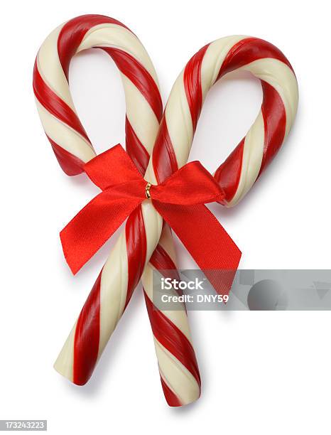 Two Candy Canes Stock Photo - Download Image Now - White Background, Candy Cane, Candy