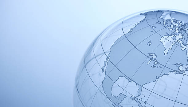 North America Close up of transparent globe showing North America. longitude stock pictures, royalty-free photos & images