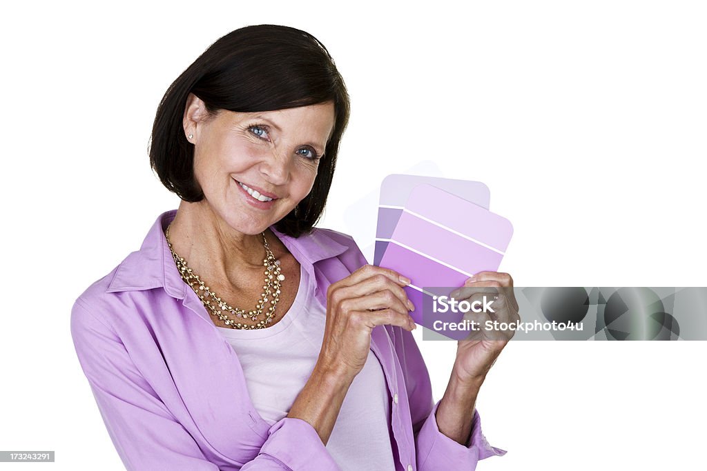 최대 색상 카드를 들고 있는 여자 - 로열티 프리 50-54세 스톡 사진