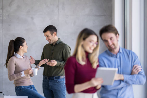 istock Business partners communicating while working in the office. 1732435806