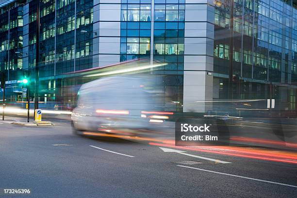 City Traffic At Night London England Stock Photo - Download Image Now - Delivering, Speed, Freight Transportation