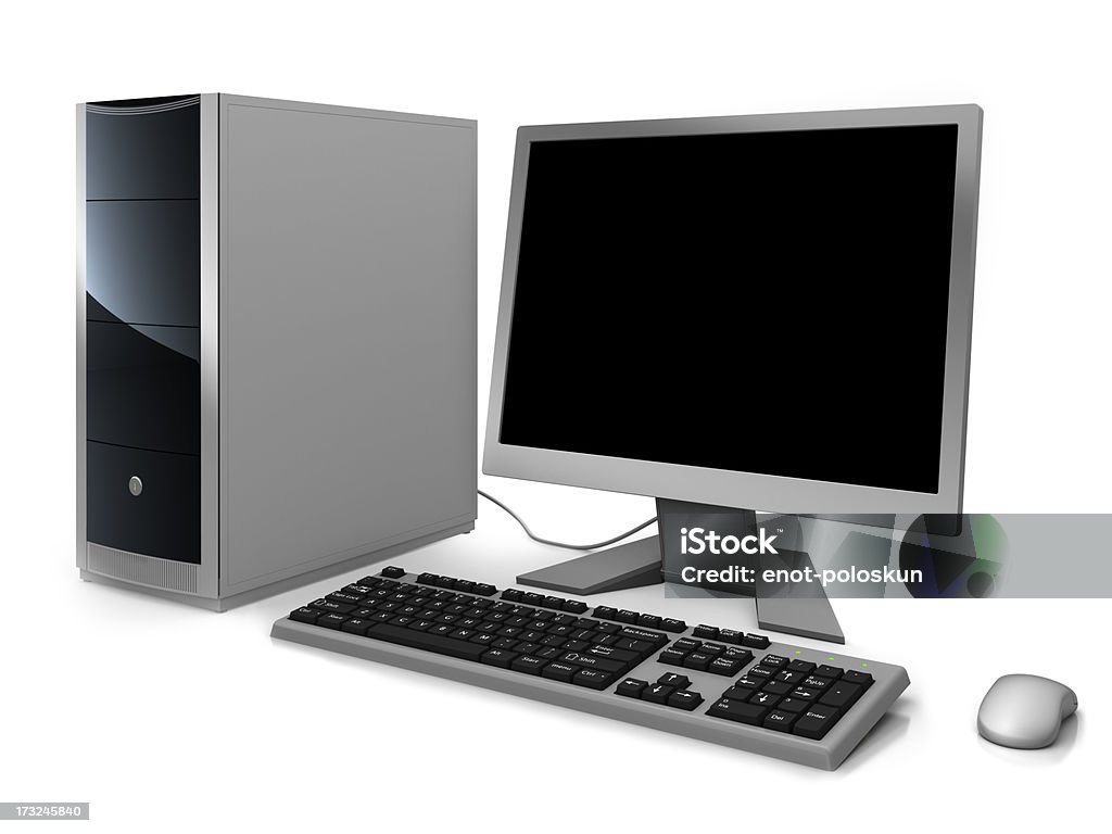 computer 3d computer on clear white background Black Color Stock Photo