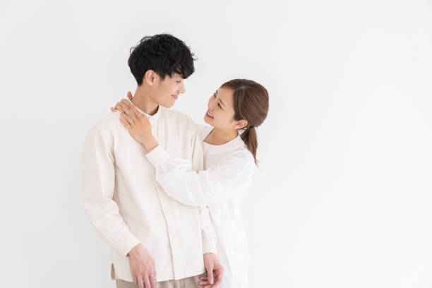 istock asian couple , white background 1732458487