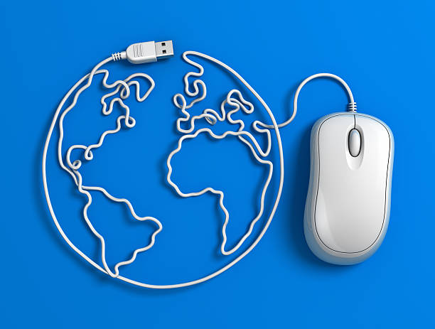 mouse de Computador globo-Cabo Azul - foto de acervo