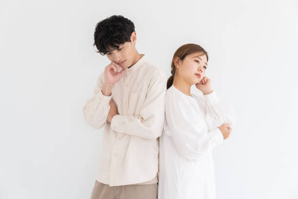 asian couple , trouble