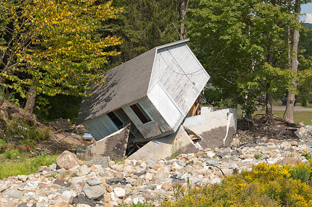 Shed completely destroyed by hurricane flood waters
