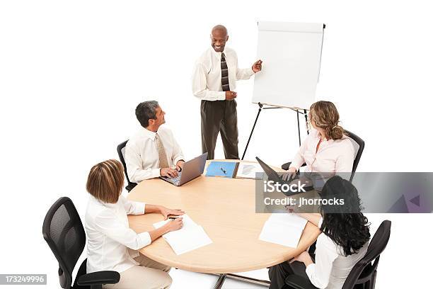 Business Team Meeting Stock Photo - Download Image Now - Business Meeting, Flipchart, High Angle View