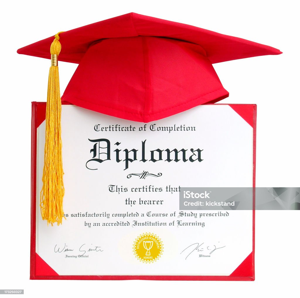 Diploma - Generic with clipping path Generic diploma from an "Institution of Learning." Clipping path included. Cut Out Stock Photo