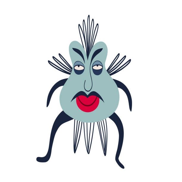 istock Strange funny bizarre insect. Cute bizarre comic characters in modern flat hand drawn style 1732521828