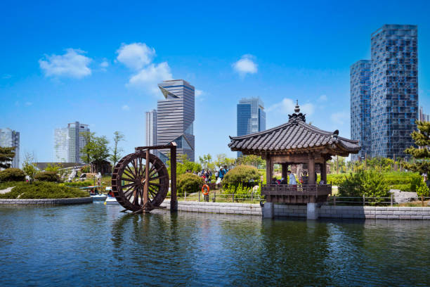 Songdo Central Park in Songdo District. Incheon, South Korea - May 05, 2015: Songdo Central Park in Songdo District, Incheon South Korea. songdo ibd stock pictures, royalty-free photos & images