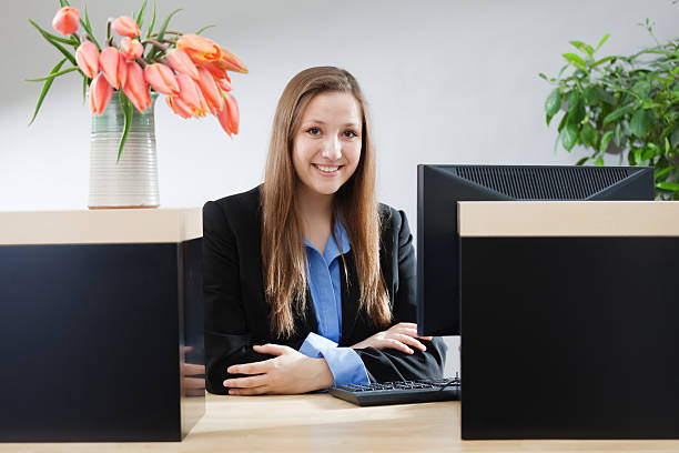 Bank Counter Window with Friendly & Smiling Teller Hz