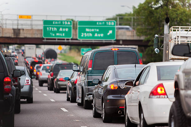 gestoppt inbound chicago stau - congested traffic stock-fotos und bilder