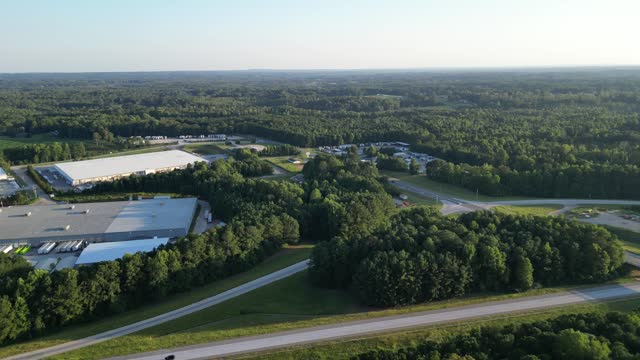 New York,  New York state, USA - September, 16, 2023 -Drone view   truckstop  rest trucking wheeler transportation cross country drive driving driver CDL sky big road