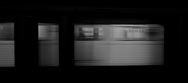 Monochrom camera photography. Underground station in Toronto. Authentic shoot no AI