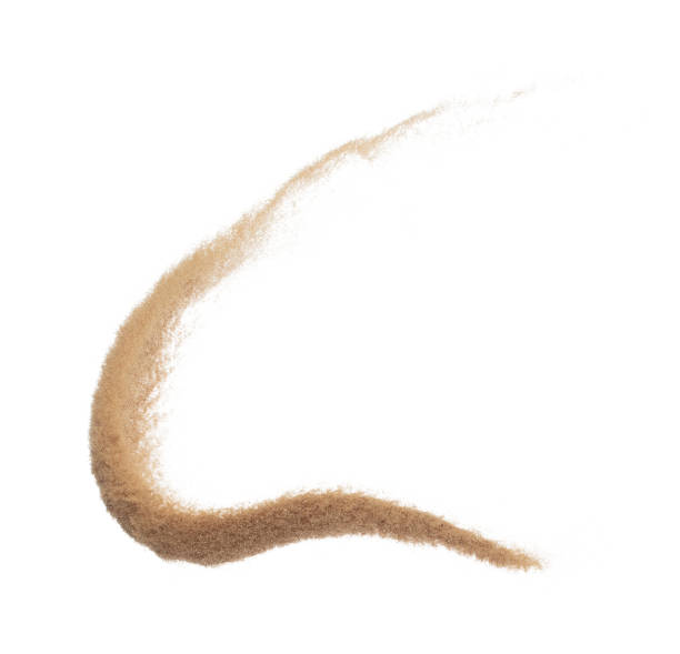 istock Golden grain wave explode. Abstract cloud fly. Yellow colored sand splash throwing curve circle in Air. Fine Sand flying explosion, White background Isolated throwing freeze stop motion 1732538789