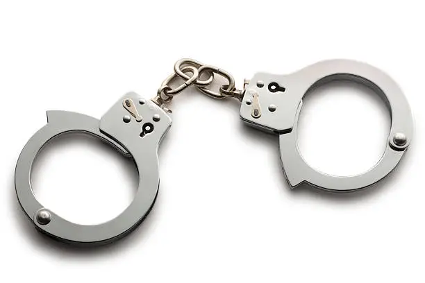 HAndcuffs isolated on white. Clipping path included.