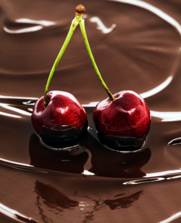 Pair of cherries and molten chocolate