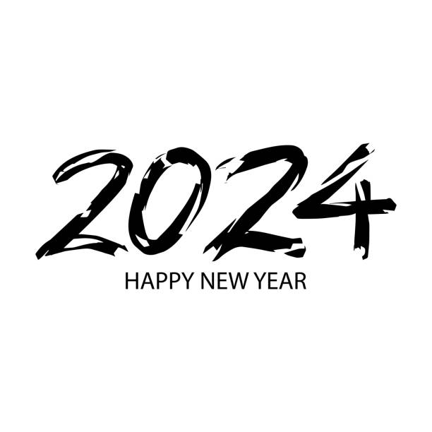 istock Happy New Year 2024. Hand drawn brush lettering on white background. 1732562912