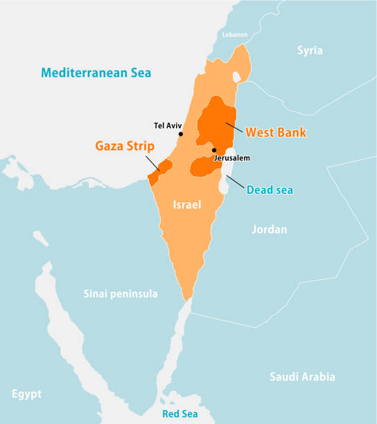 illustrazioni stock, clip art, cartoni animati e icone di tendenza di guerra in palestina (israele, palestina e striscia di gaza) e paesi circostanti - gulf of suez