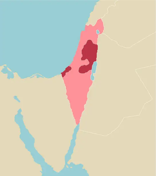 Vector illustration of Palestine war (Israel, Palestine and Gaza Strip) and surrounding countries map illustration