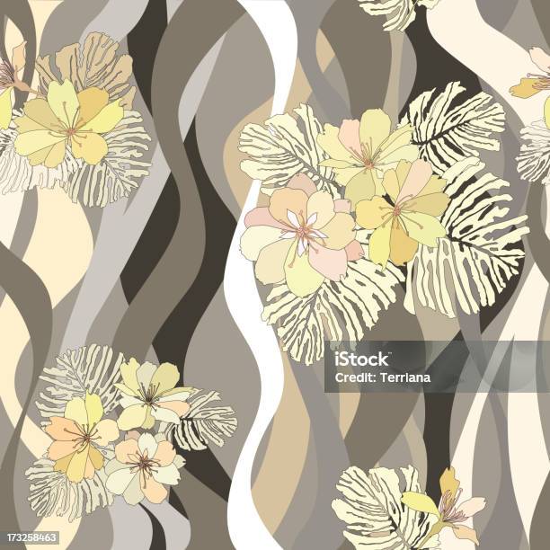 Flower Wavy Pattern In 1970s Style Stock Illustration - Download Image Now - 1970-1979, Art, Art And Craft