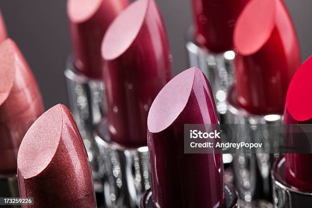 Lipsticks In A Row Stock Photo - Download Image Now - Artist's Palette, Beauty, Beauty Product