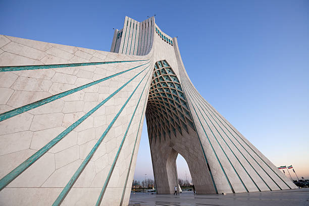 Azadi Monument Side Perspective in Dusk stock photo