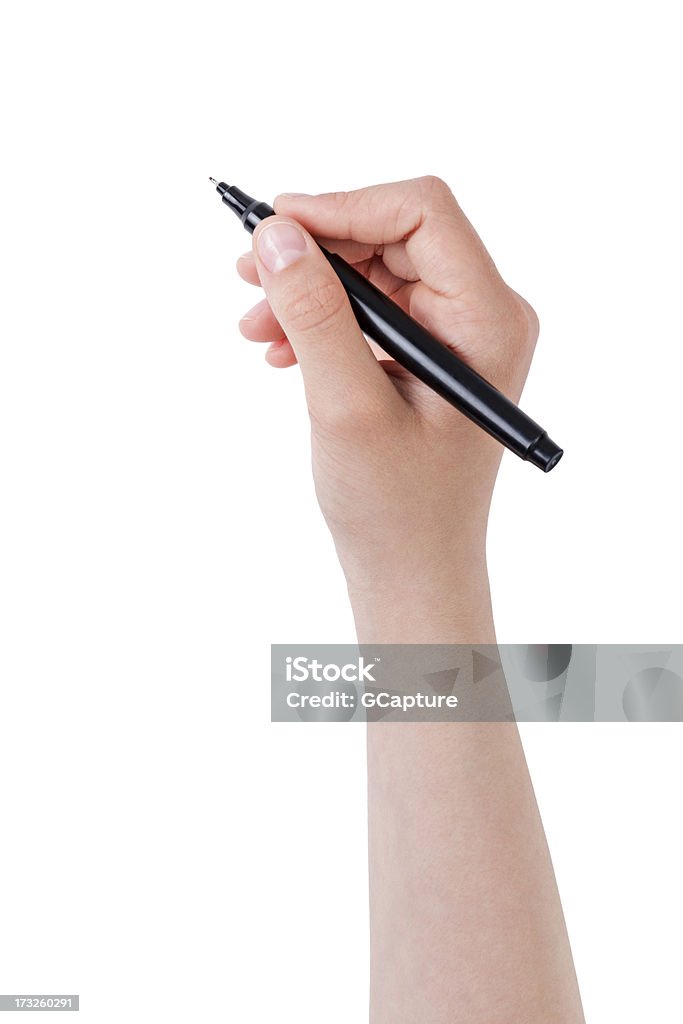 雌ティーン手のものを書くペンやマーカー - ペンのロイヤリティフリーストックフォト
