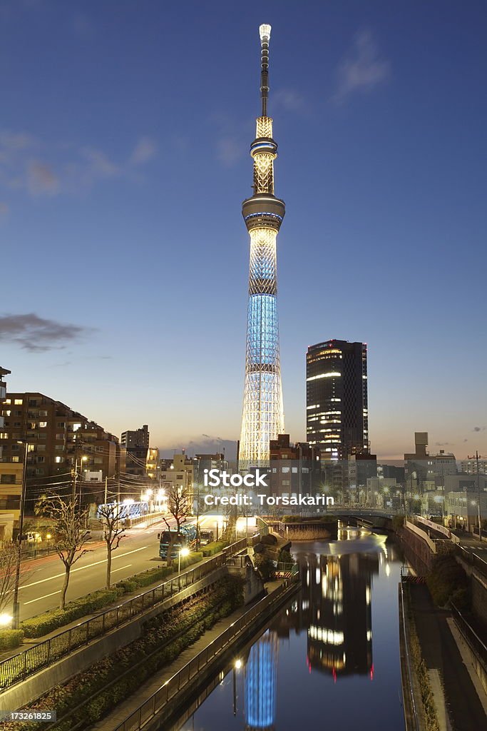 Blick auf Tokyo Sky Tree - Lizenzfrei Abenddämmerung Stock-Foto