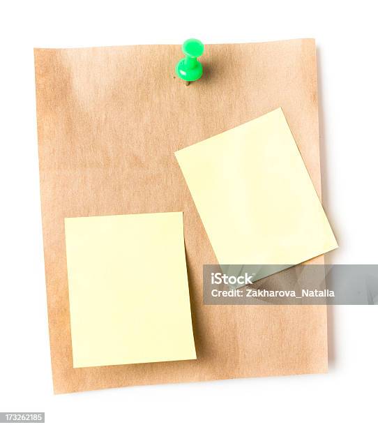 Recycled Paper Sticky Note With Push Pin And Stock Photo - Download Image Now - Adhesive Note, Art, Art And Craft