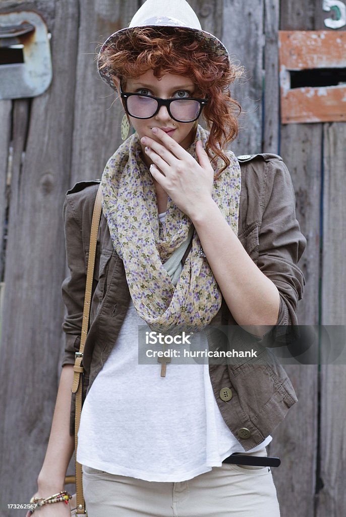 Interessado hipster Menina - Royalty-free Adolescente Foto de stock