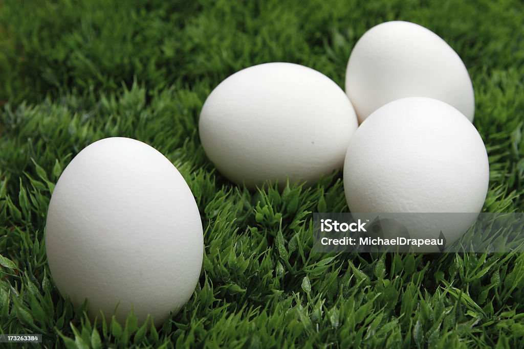 Quatre oeufs sur de l'herbe - Photo de Aliment libre de droits