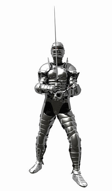 istock Knight in Medieval Armour with Sword Raised 173264131