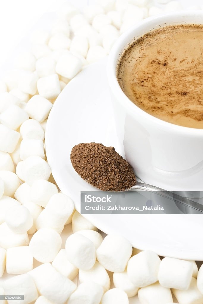 클로즈업 컵 핫 초콜릿, marshmallows - 로열티 프리 0명 스톡 사진