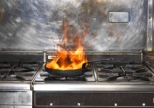 Frying Pan on Fire stock photo