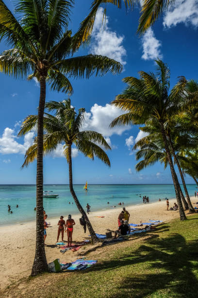 Mauritius - Jan 4, 2017. Seascape of Trou-aux-Biches on Mauritius Island at sunny day. Mauritius is an island nation, and one of famous destinations.