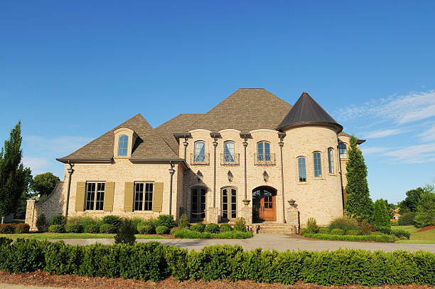 tijolo de luxo única casa da família em brentwood tennessee - tennessee house nashville residential structure - fotografias e filmes do acervo