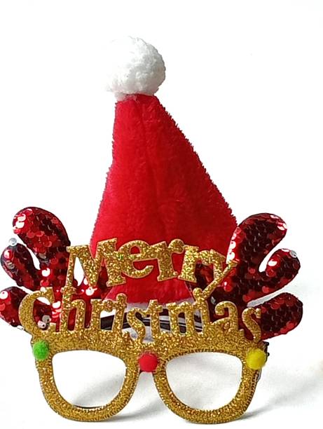 istock Fancy gold antler glasses and Santa hat. 1732715106