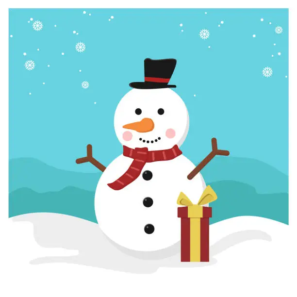 Vector illustration of Illustration vektor graphic of Snowman. Perfect for christmas day.