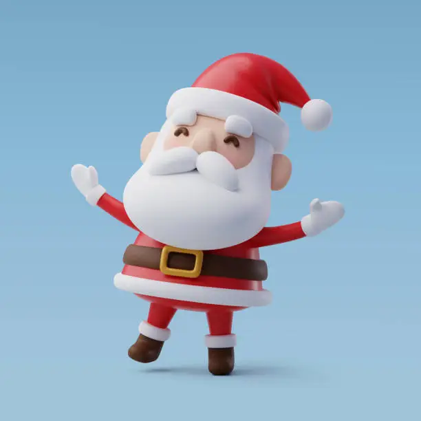 Vector illustration of 3d Vector Santa Claus with Red bag, Merry Christmas and Happy new year concept.