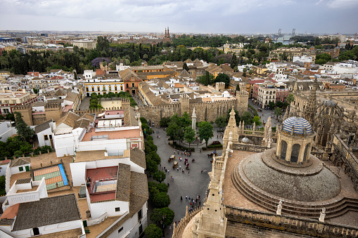 Seville Cathedral and cityscape from Giralda tower, Spain