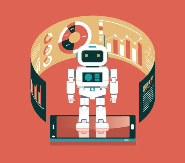 Vector illustration of Robot - E-commerce