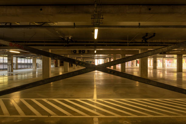 istock car parking. Underground car park. Empty parking lot 1732834783