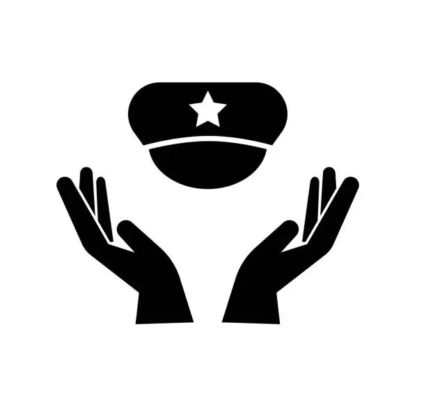 Vector illustration of hand with cap icon, vector best flat icon.
