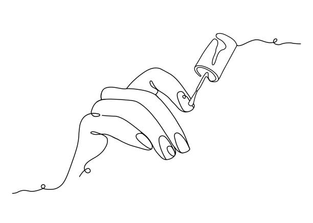 ilustrações de stock, clip art, desenhos animados e ícones de nail polish continuous line illustration - unha