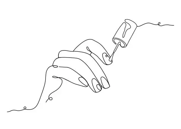 Vector illustration of Nail Polish Continuous Line Illustration